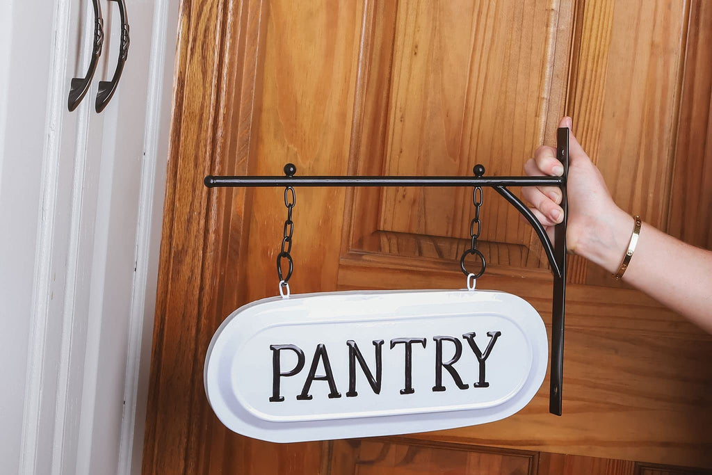 Metal Hanging Pantry Sign (White) - sh1788ah1Pantry