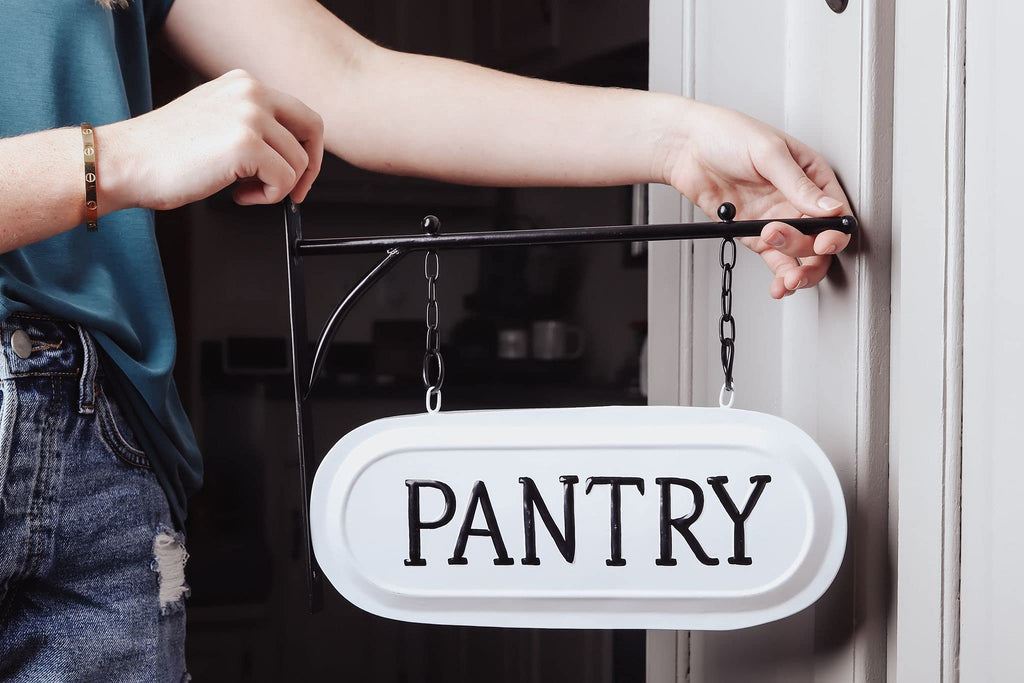 Metal Hanging Pantry Sign (White) - sh1788ah1Pantry