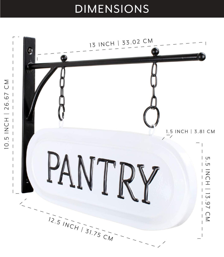 Metal Hanging Pantry Sign (White) - sh1788ah1Pantry