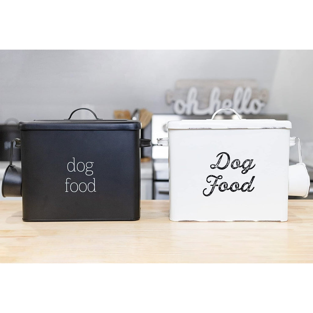 Rustic Dog Food Canister (White) - sh1897ah1Dog