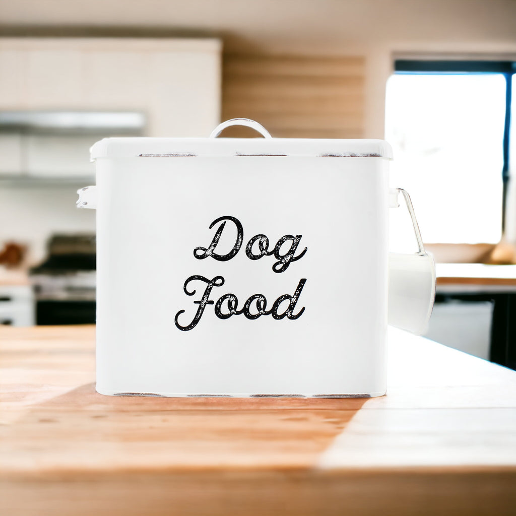 Rustic Dog Food Canister (White, Case of 6) - 6X_SH_1897_CASE