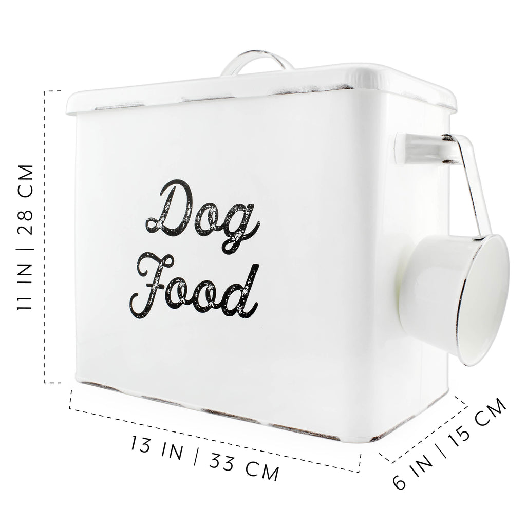 Rustic Dog Food Canister (White) - sh1897ah1Dog