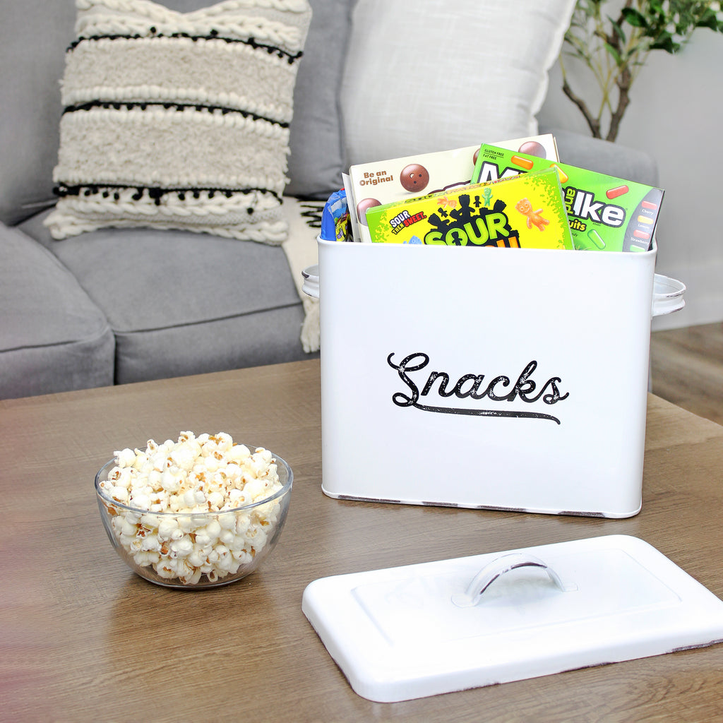 Rustic Snack Bin, White Enamelware Snack Container - sh1898ah1Snack