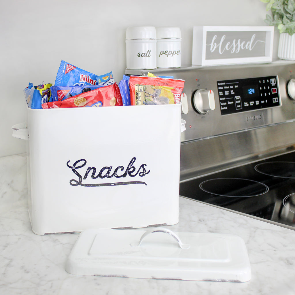 Rustic Snack Bin, White Enamelware Snack Container (Case of 6) - 6X_SH_1898_CASE