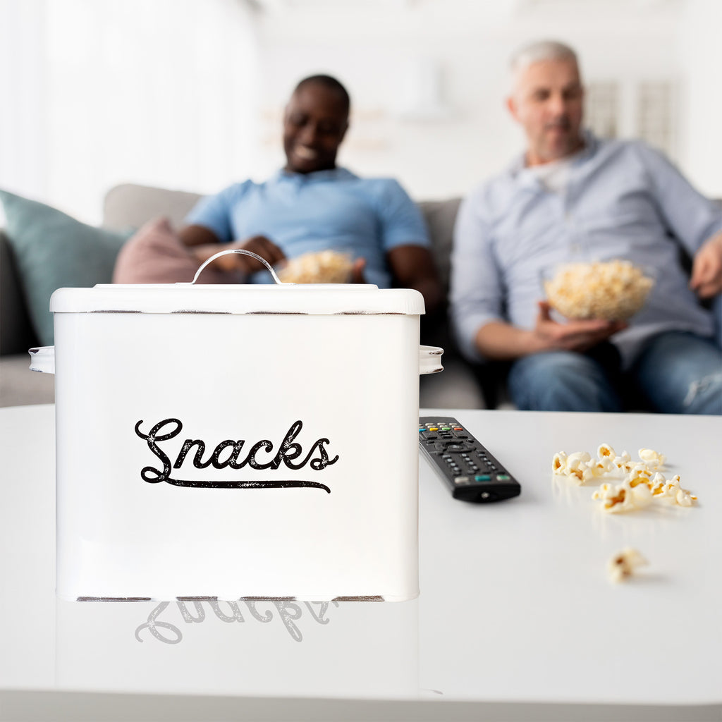 Rustic Snack Bin, White Enamelware Snack Container - sh1898ah1Snack