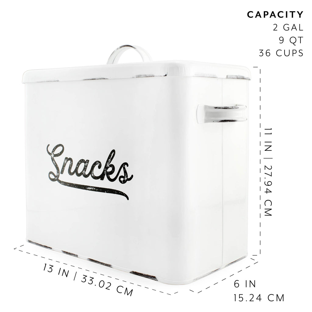Rustic Snack Bin, White Enamelware Snack Container - sh1898ah1Snack