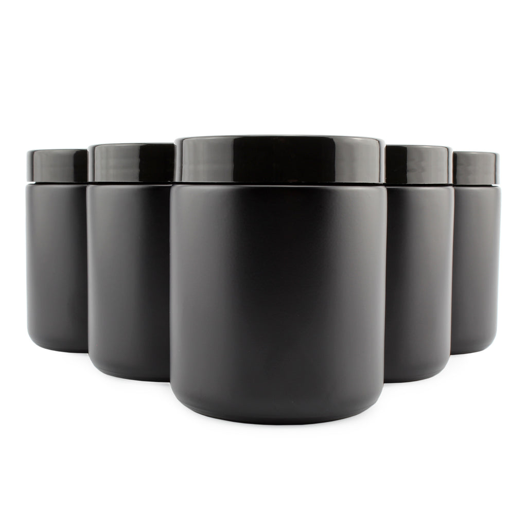 8oz Black Coated Glass Jars (6-Pack) - sh1928cb08oz