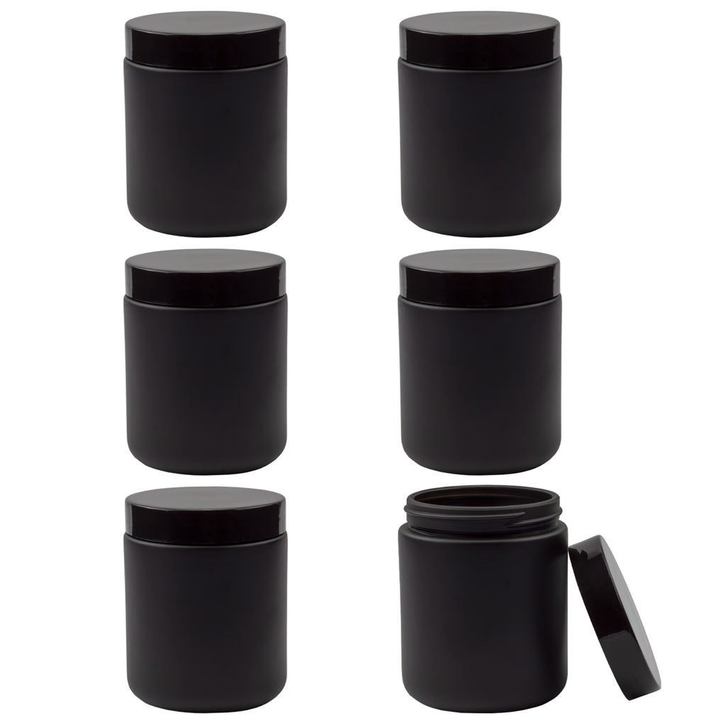 8oz/9oz Black Coated Glass Jars (6-Pack) - sh1928cb08oz