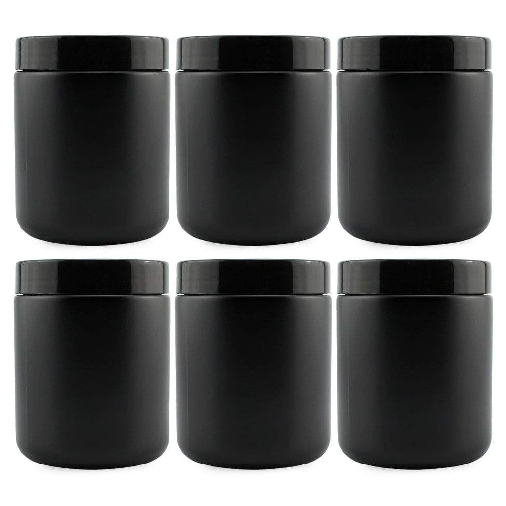 8oz/9oz Black Coated Glass Jars (6-Pack) - sh1928cb08oz