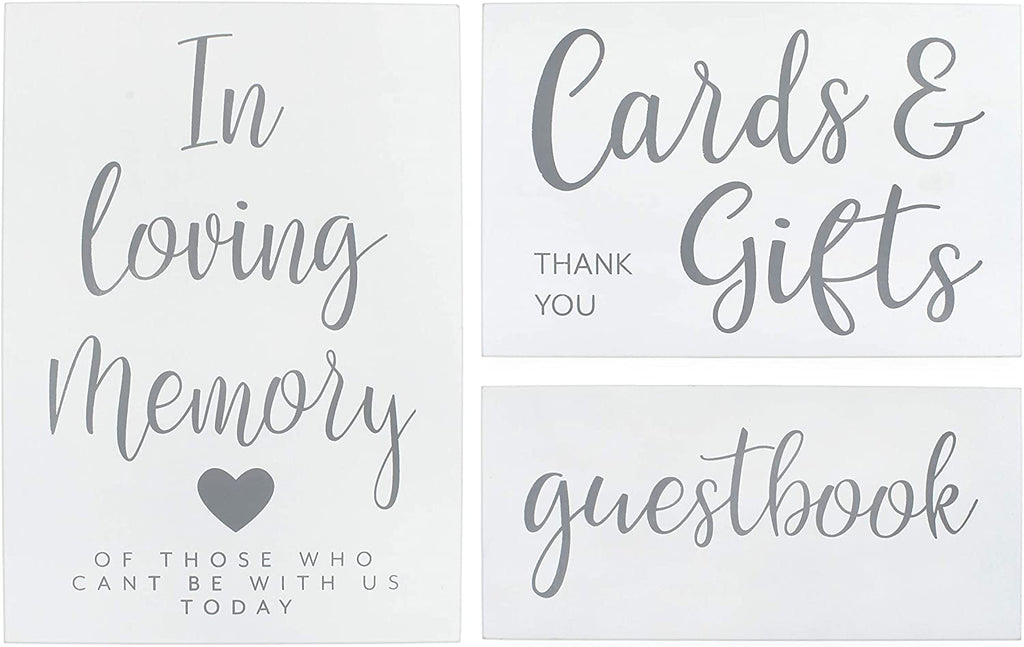 Wooden Wedding Reception Signs (Set of 3, Rustic White) - sh1925dar0Wedding