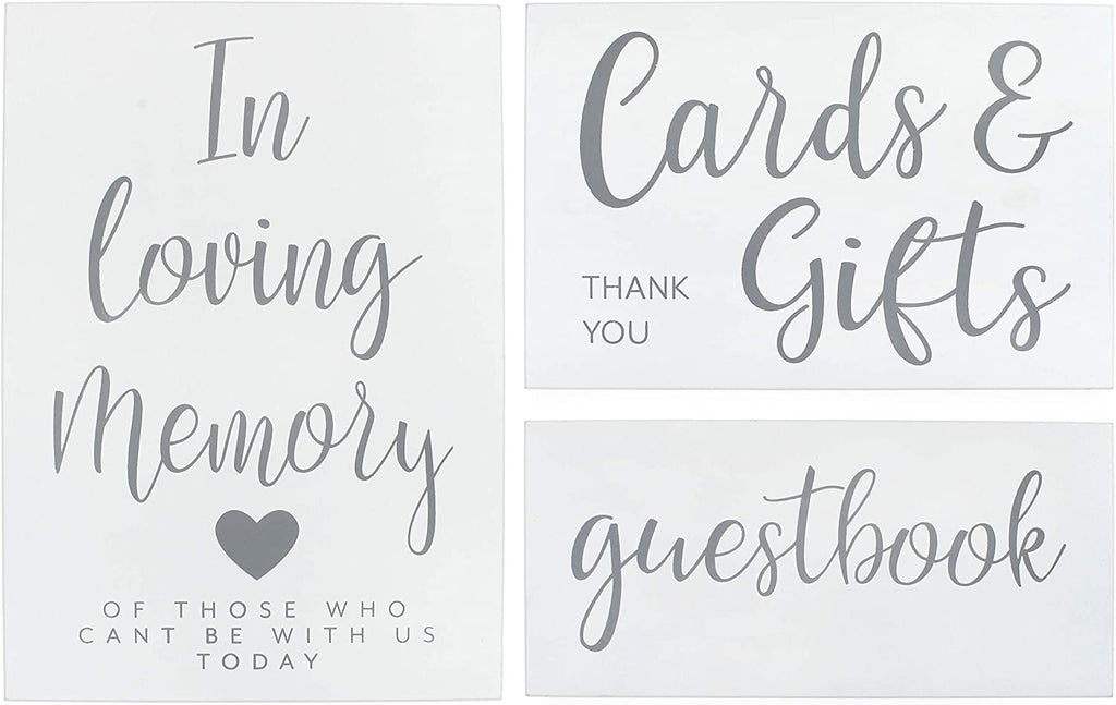 White Wooden Wedding Reception Signs (Case of 10 Sets) - 10X_SH_1925_CASE