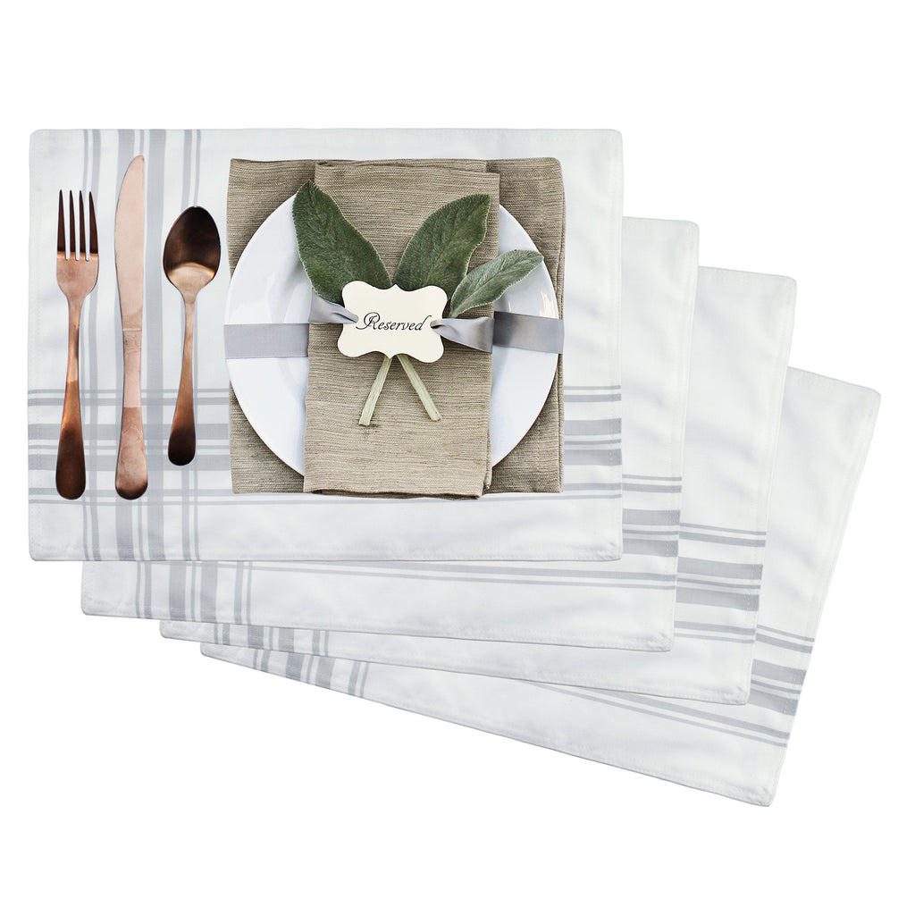 Ticking Stripe Placemats (4-Pack, Gray Striped) - sh1906ah1Gray
