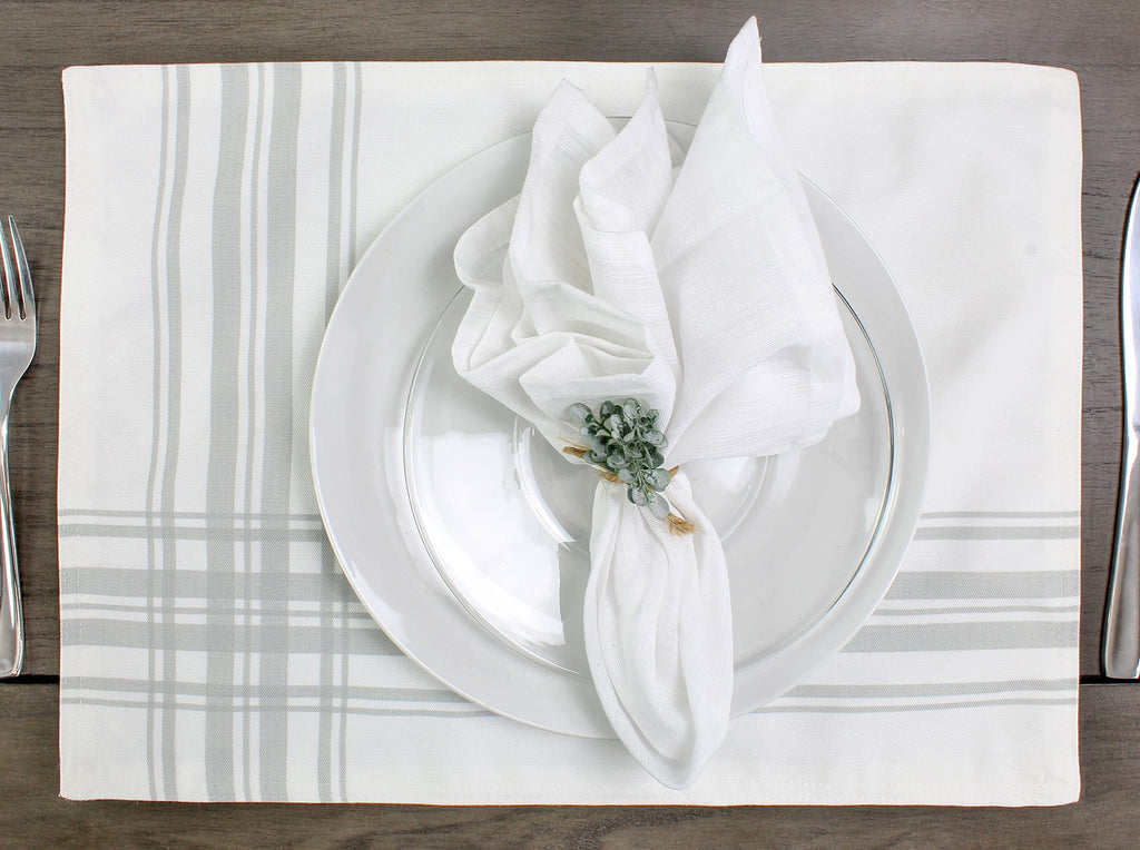 Ticking Stripe Placemats (Gray Striped, Case of 100) - 25X_SH_1906_CASE