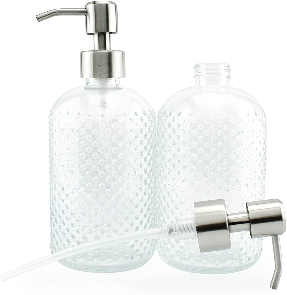 Hobnail Glass Soap Dispenser (Clear, 3-Pack) - sh1959ah1Clr