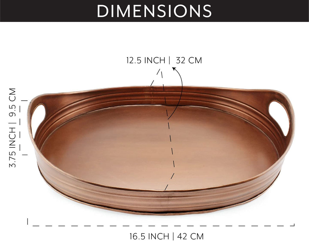 Rustic Oval Copper Tray (16.5 x 12.5 Inches) - sh1968ah1Tray