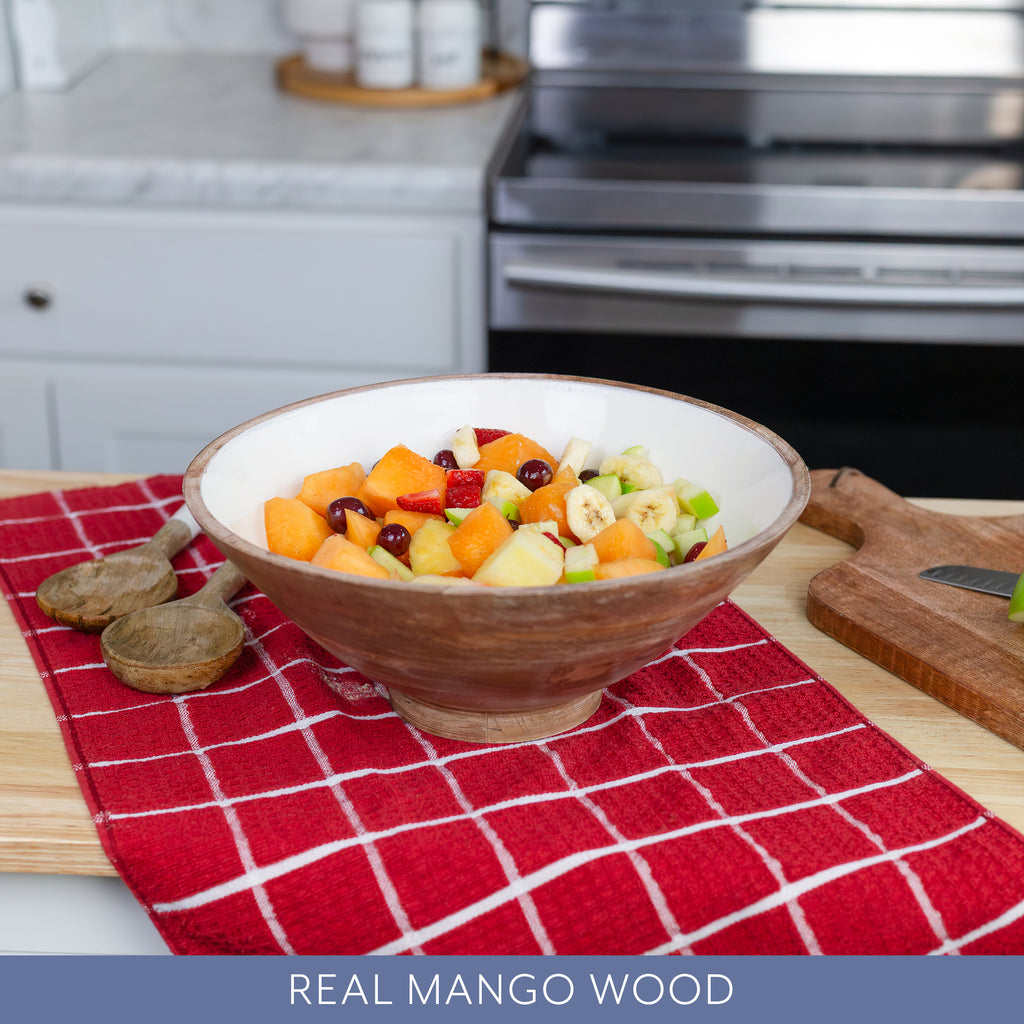Wooden Salad Bowl Set (Large Serving Bowl w/ Utensils) - sh1957ah1