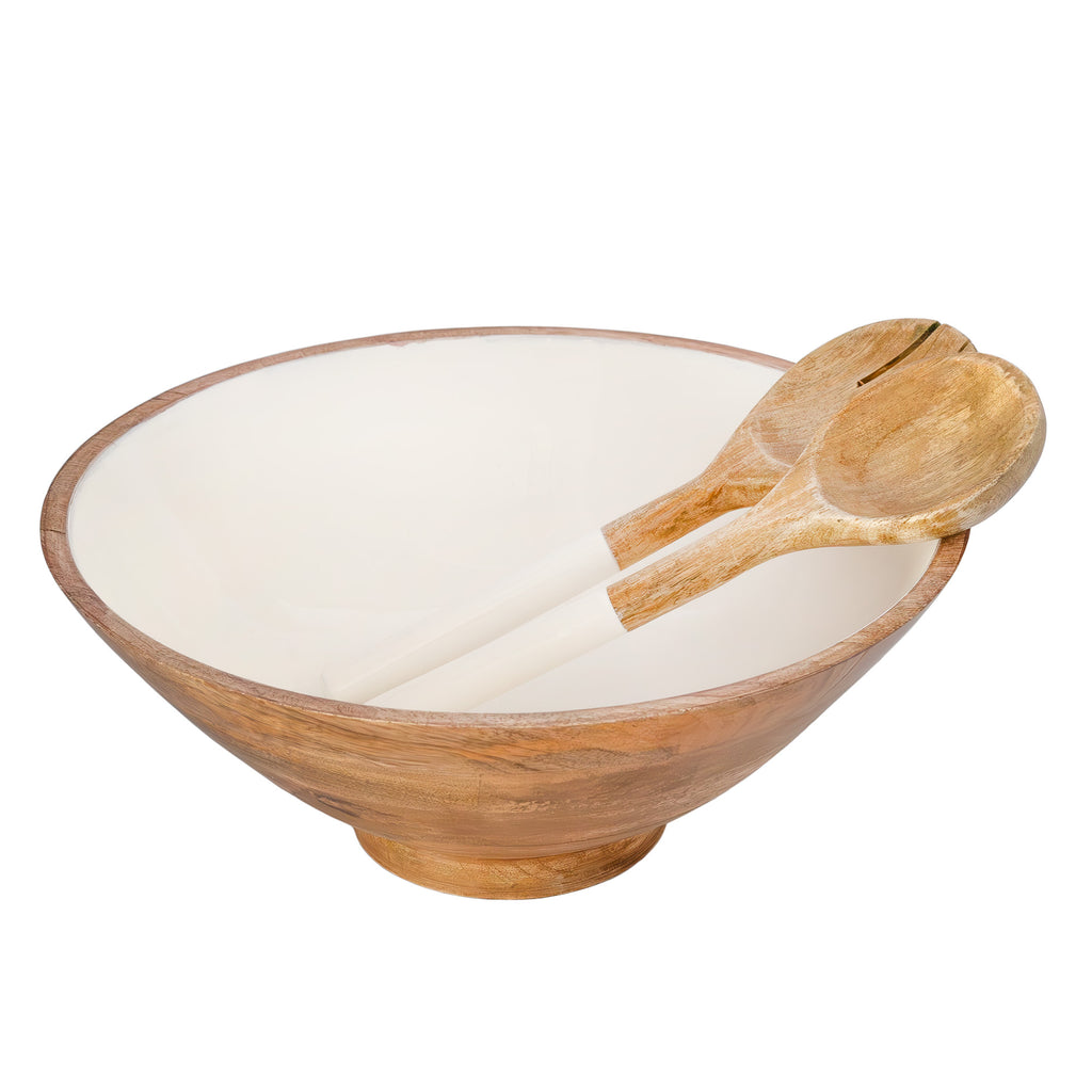 Wooden Salad Bowl Set (Large Serving Bowl w/ Utensils, Case of 3 Sets) - SH_1957_CASE