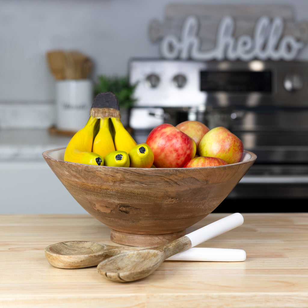 Wooden Salad Bowl Set (Large Serving Bowl w/ Utensils) - sh1957ah1