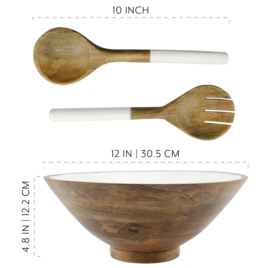 Wooden Salad Bowl Set (Large Serving Bowl w/ Utensils) - sh1957ah1