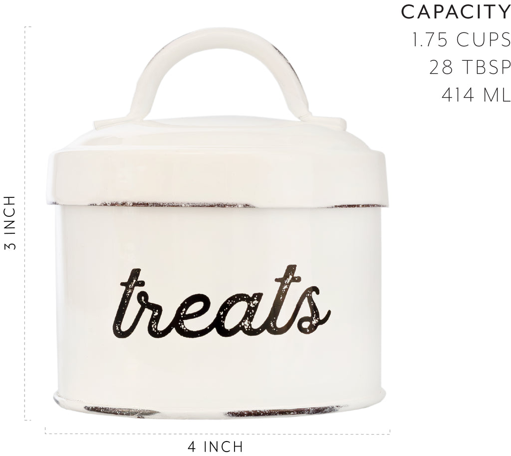 Enamelware Cat Treat Container (White) - sh1954ah1Cat