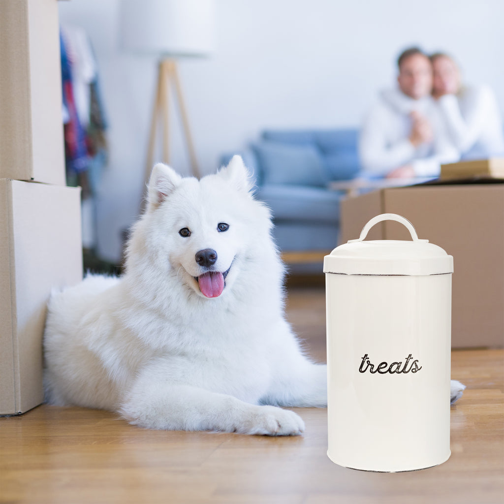 Enamelware Dog Treat Jar (White) - sh1970ah1TREAT