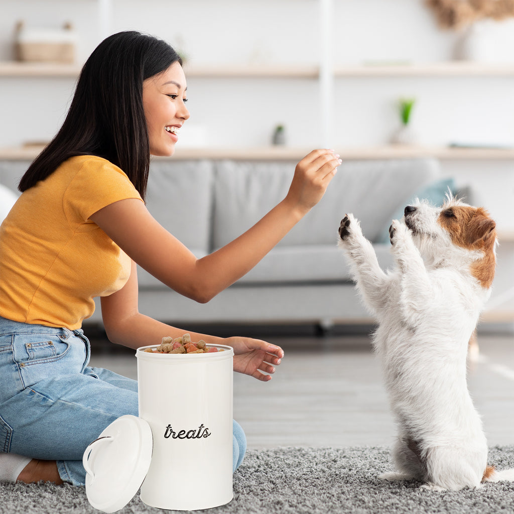 Enamelware Dog Treat Jar (White) - sh1970ah1TREAT