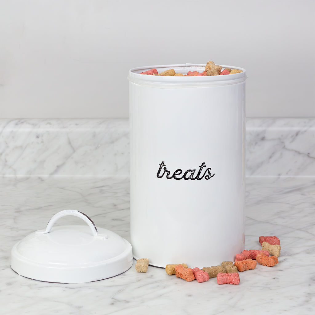 Enamelware Dog Treat Jar (White) - sh1970ah1TREAT