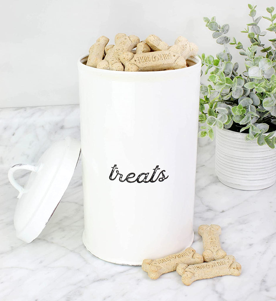 Enamelware Dog Treat Jar (White) - sh1970ah1TREAT