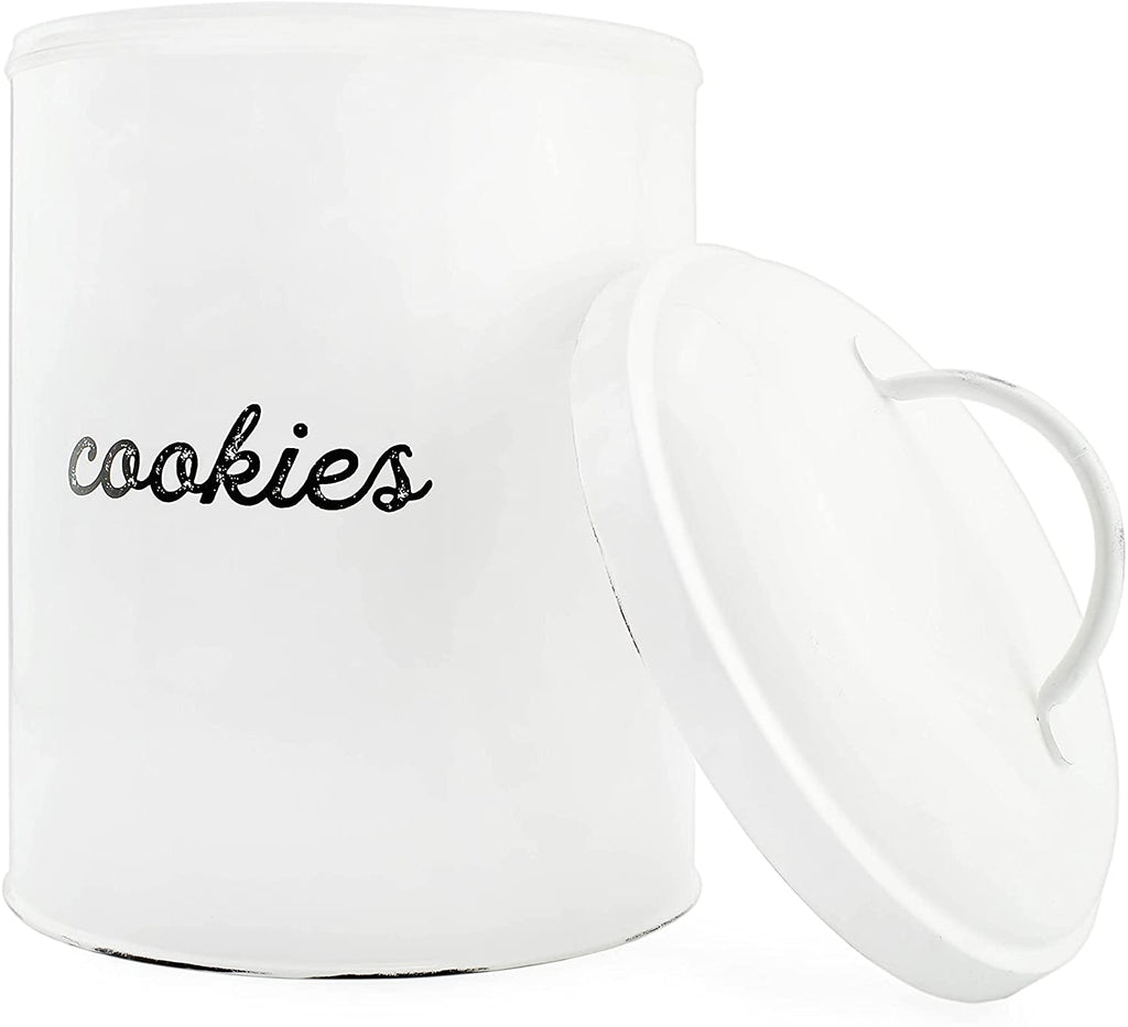 White Enamelware Cookie Jar (Case of 8) - 8X_SH_1971_CASE