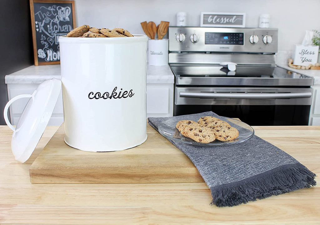 White Enamelware Cookie Jar (Case of 8) - 8X_SH_1971_CASE