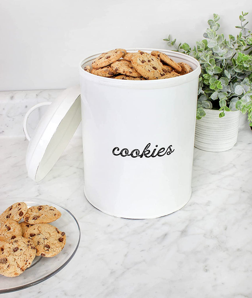 White Enamelware Cookie Jar (Case of 8) - 8X_SH_1971_CASE