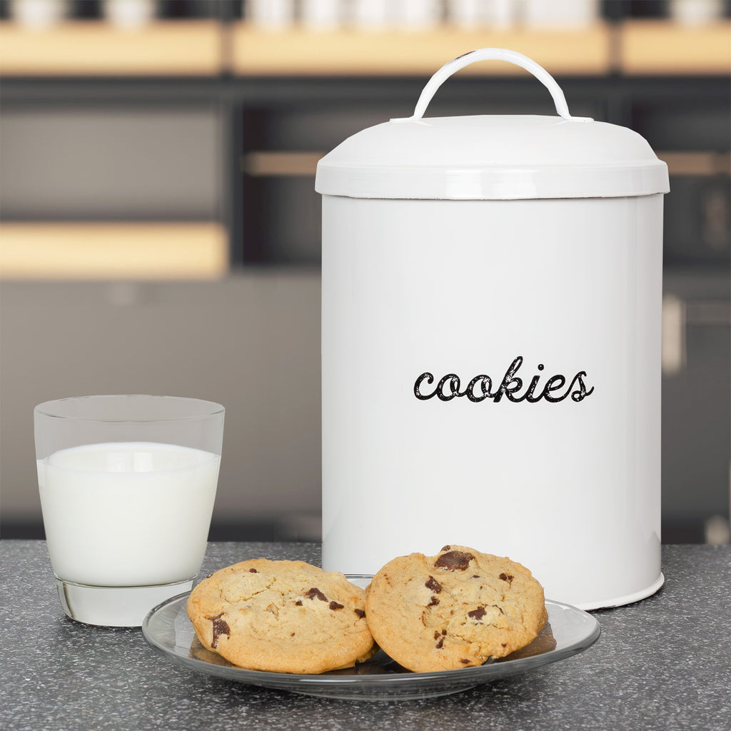 White Enamelware Cookie Jar - sh1971ah1Cookie