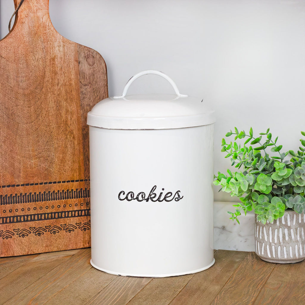 White Enamelware Cookie Jar - sh1971ah1Cookie