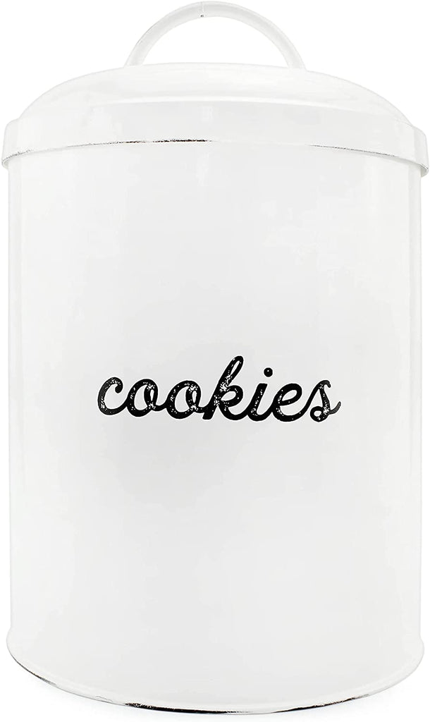 White Enamelware Cookie Jar (Case of 8) - 8X_SH_1971_CASE