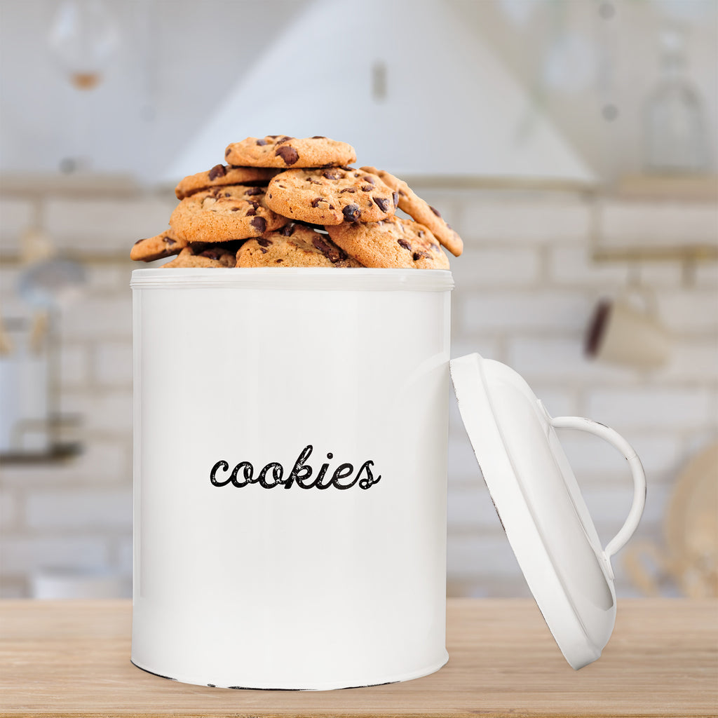 White Enamelware Cookie Jar - sh1971ah1Cookie