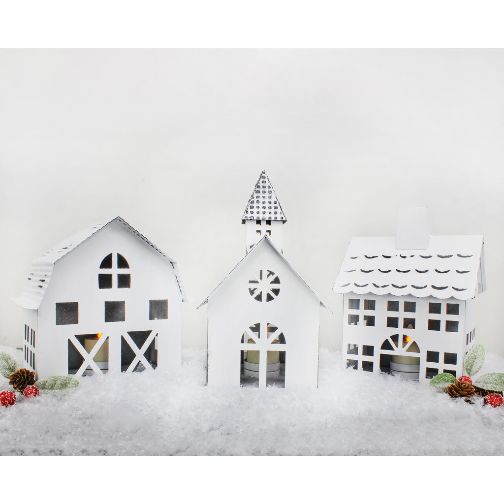 Farmhouse Christmas Village Collection #2 w/ Church, Barn and School (Set of 3) - sh2001ah1Village