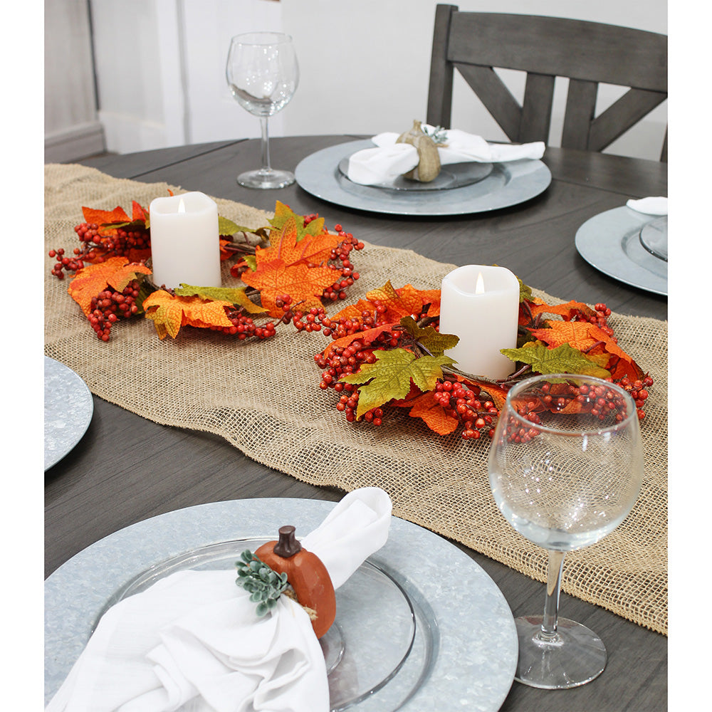 Fall Leaves Candle Wreaths (2-Pack) - sh2007ah1