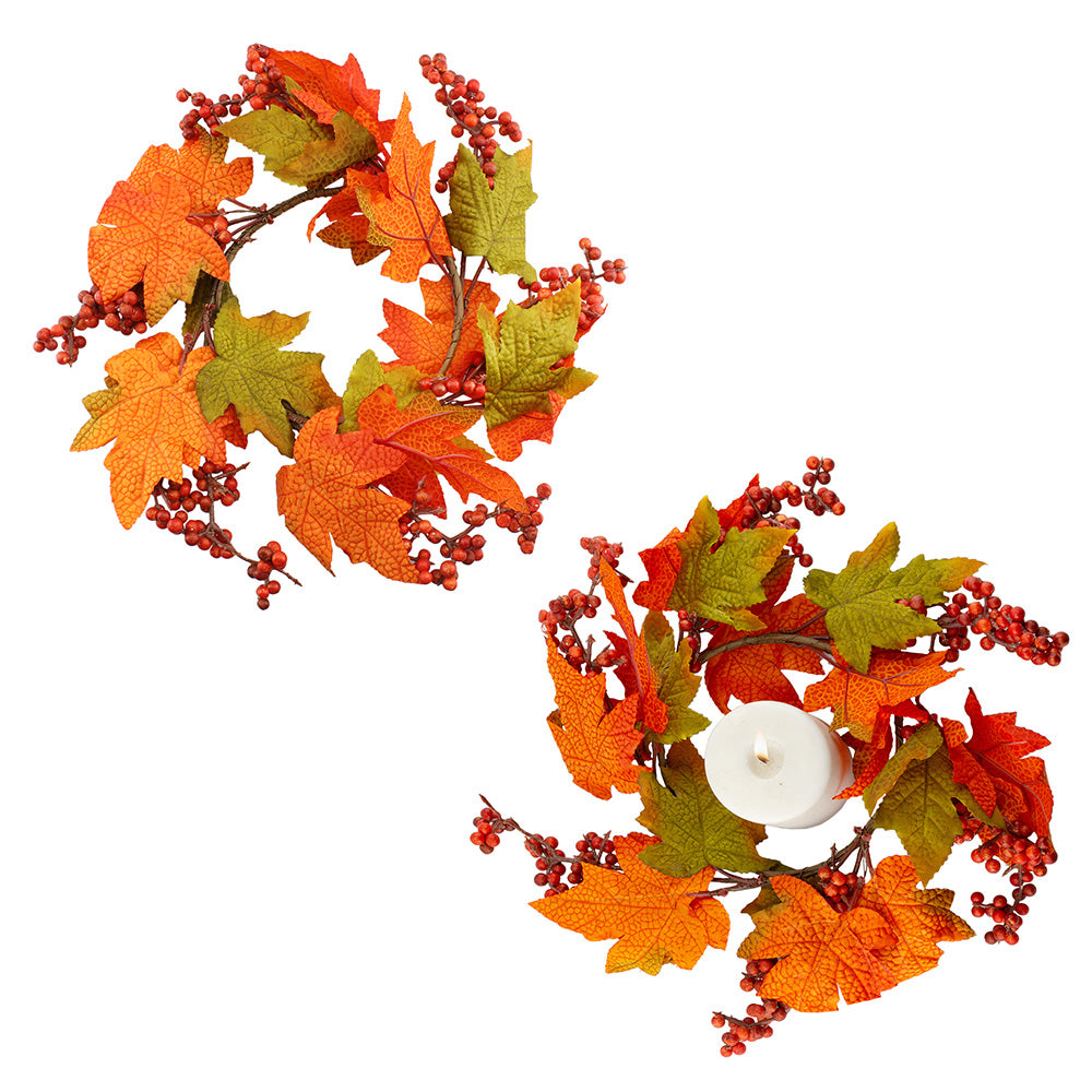 Fall Leaves Candle Wreaths (Case of 64) - SH_2007_CASE