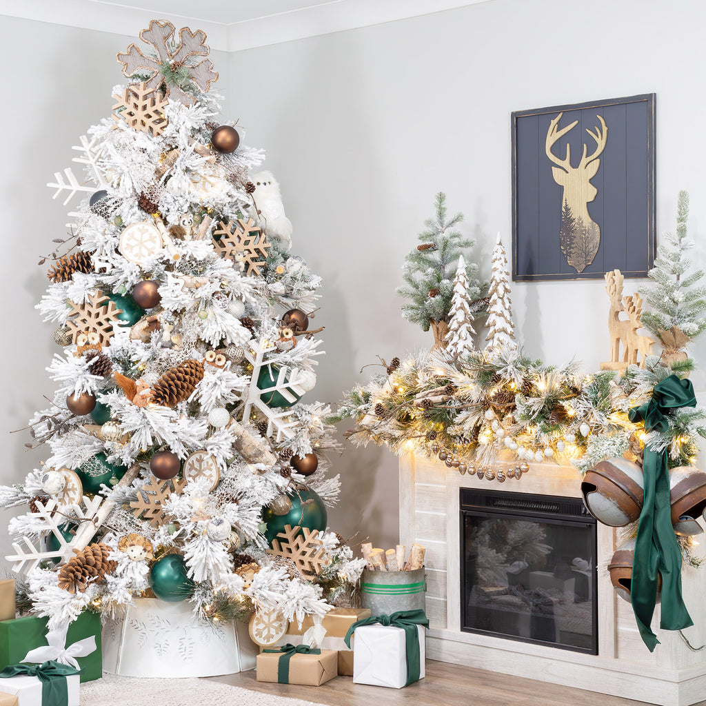 Rustic White Christmas Tree Collar (Pine Embossed, Large) - sh2000ah1Cllr