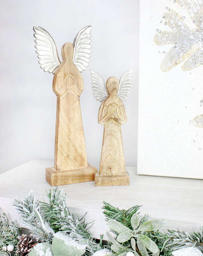 Wooden Angel Christmas Statues (Set of 2) - sh2002ah1Angels