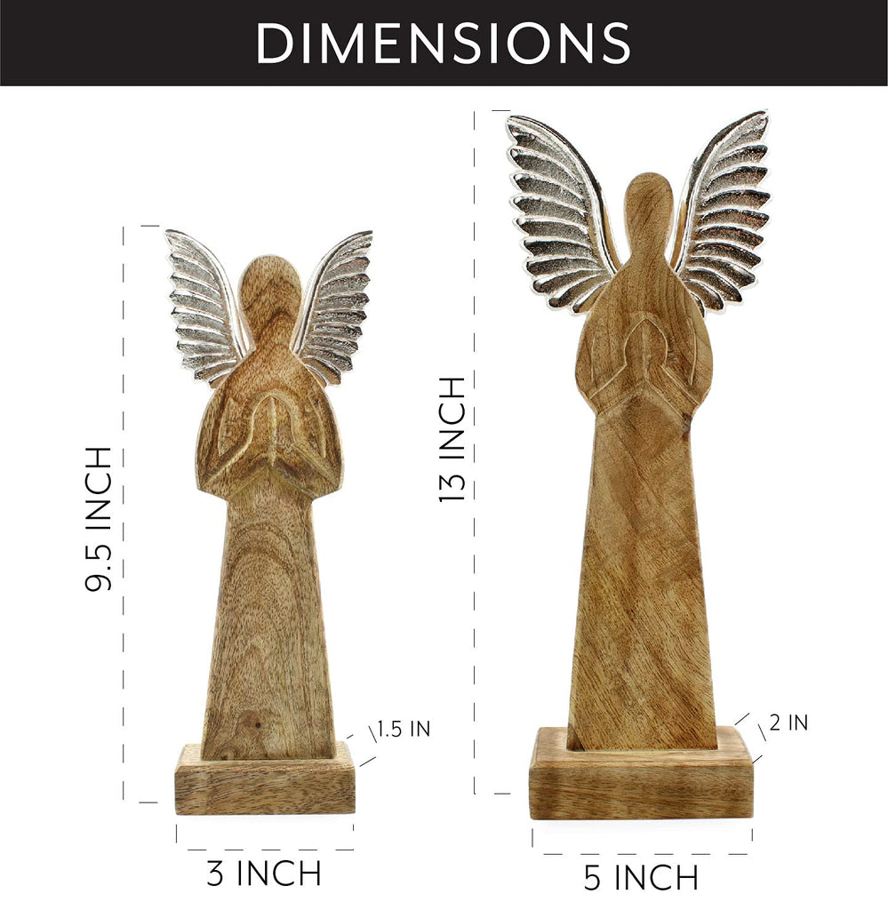 Wooden Angel Christmas Statues (Set of 2) - sh2002ah1Angels