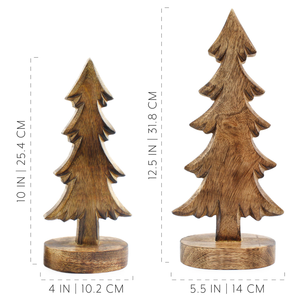 Wooden Christmas Trees (Set of 2, Natural) - sh2011ah1Brown