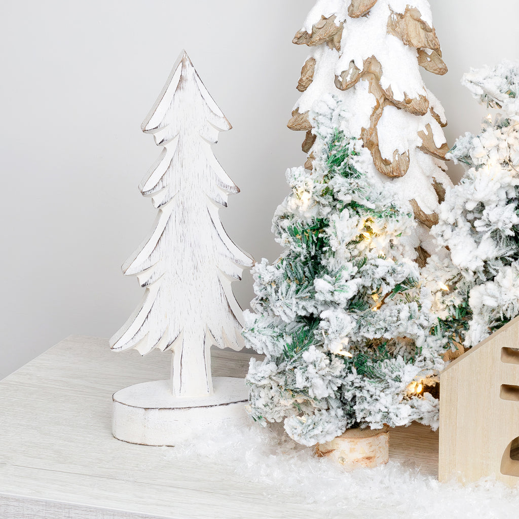 Wooden Christmas Trees (Set of 2, Distressed White) - sh2012ah1White