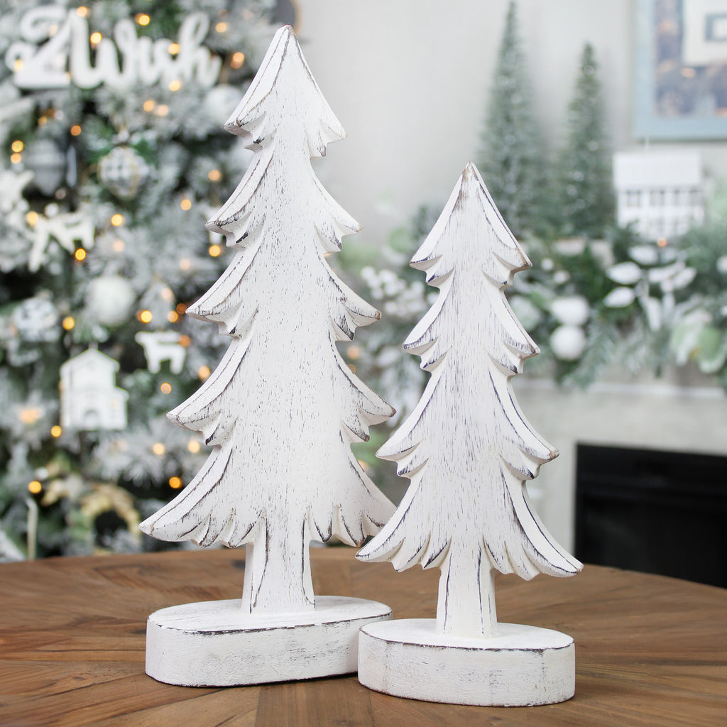 Wooden Christmas Trees ( White, Case of 24 Sets) - 24X_SH_2012_CASE