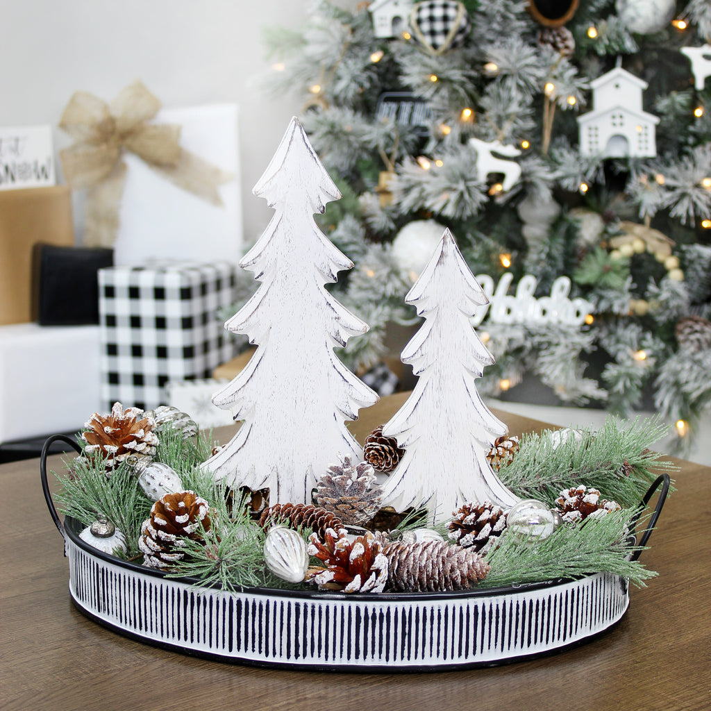 Wooden Christmas Trees (Set of 2, Distressed White) - sh2012ah1White