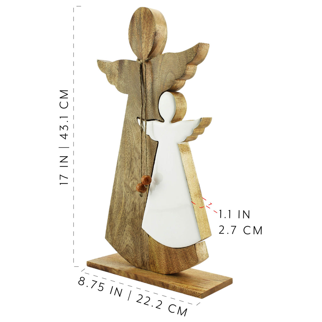 Wood Enamel Nesting Angel Statue (Case of 12) - 12X_SH_2041_CASE