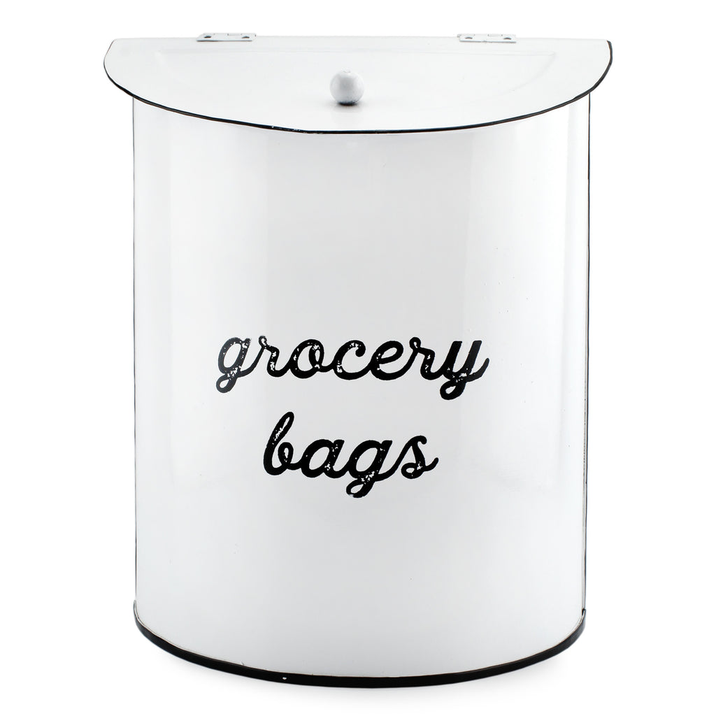 Farmhouse Enamelware Grocery Bag Holder (White, Case of 12) - 12X_SH_2027_CASE