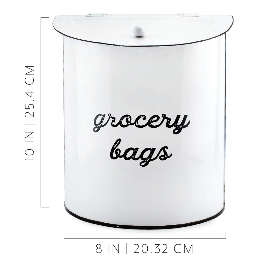 Farmhouse Enamelware Grocery Bag Holder (White) - sh2027ah1