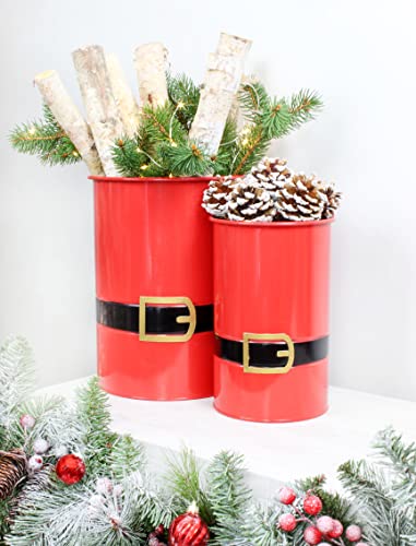 Santa Christmas Greenery Buckets (Red, Case of 8 Sets) - 8X_SH_2018_CASE