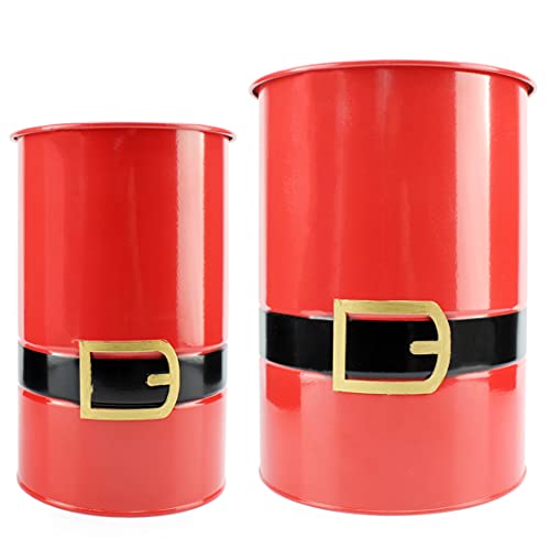 Santa Christmas Greenery Buckets (Red, Case of 8 Sets) - SH_2018_CASE